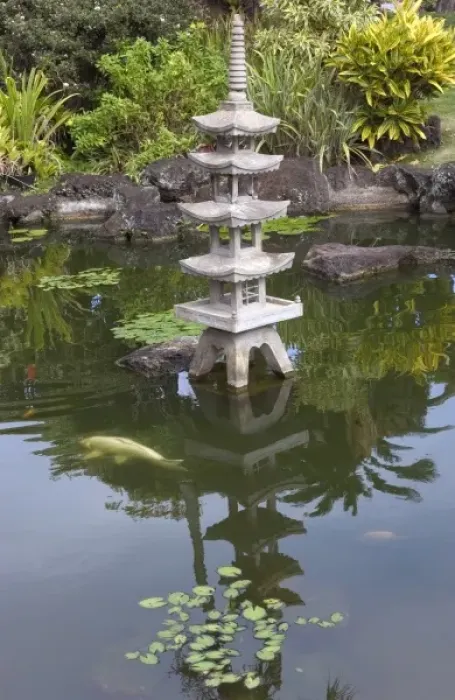 Framed Print : USA, Hawaii, Kauai, Chinese garden with Koi. (RF) Framed Print : USA, Hawaii, Kauai, Chinese garden with Koi. (RF)