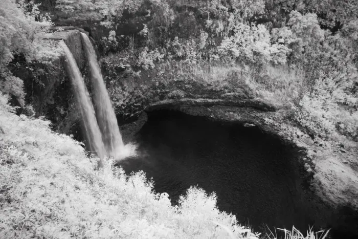 Framed Print : USA, Hawaii, Kauai, Infrared Island of Wailua Falls Kauai, HI Framed Print : USA, Hawaii, Kauai, Infrared Island of Wailua Falls Kauai, HI