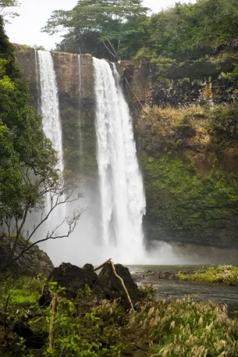 Framed Print : USA, Hawaii. This majestic, 80-foot tiered waterfall is located close to the roadside Framed Print : USA, Hawaii. This majestic, 80-foot tiered waterfall is located close to the roadside
