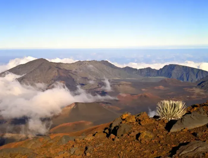 Framed Print : USA, Hawaii, Maui, Haleakala National Park, Haleakala Crater from Crater Rim and Silversword Framed Print : USA, Hawaii, Maui, Haleakala National Park, Haleakala Crater from Crater Rim and Silversword