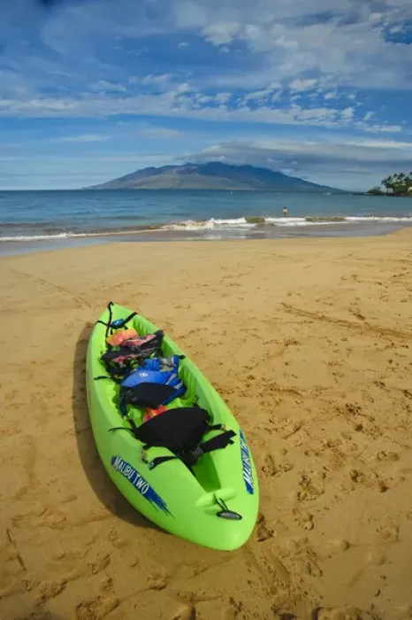 Framed Print : USA, Hawaii, Maui. Kayak on Wailea Beach ready to hit the surf Framed Print : USA, Hawaii, Maui. Kayak on Wailea Beach ready to hit the surf