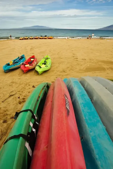 Framed Print : USA, Hawaii, Maui. Kayaks on Wailea Beach ready to hit the surf Framed Print : USA, Hawaii, Maui. Kayaks on Wailea Beach ready to hit the surf
