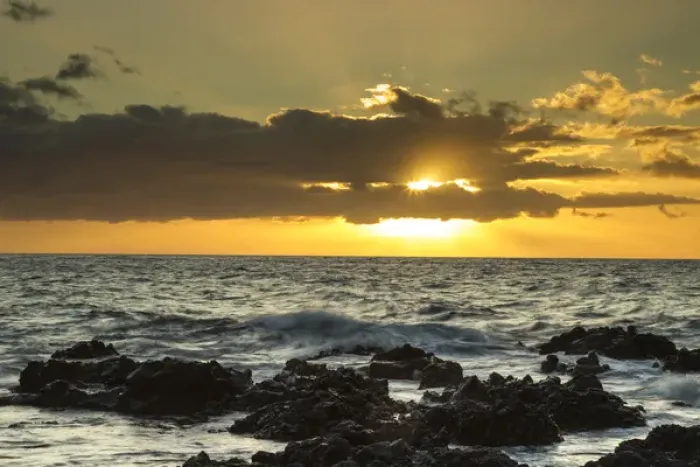 Framed Print : USA, Hawaii, Maui, Kihei. Scenic of ocean sunset