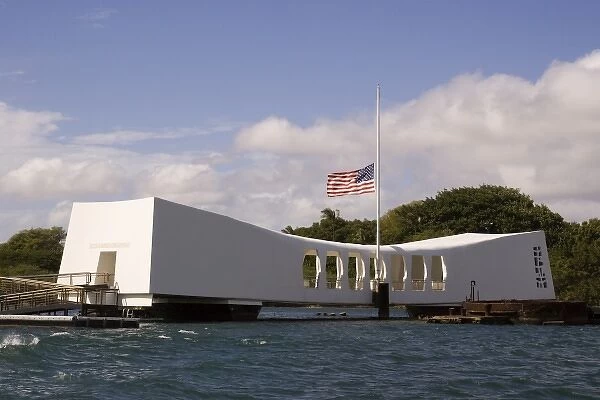 USA, Hawaii, Oahu. Outside view of USS Arizona National Memorial at Pearl Harbor