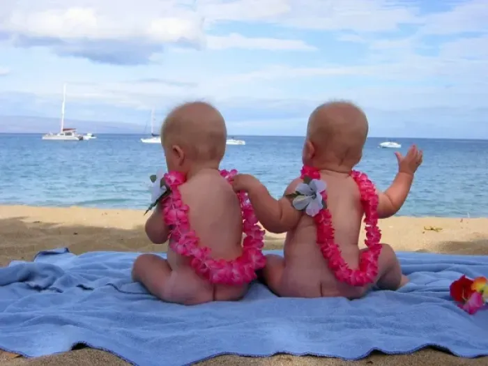 Framed Print : USA. Hawaiian Islands. Maui. Twin babies enjoy the beach. (MR) Framed Print : USA. Hawaiian Islands. Maui. Twin babies enjoy the beach. (MR)