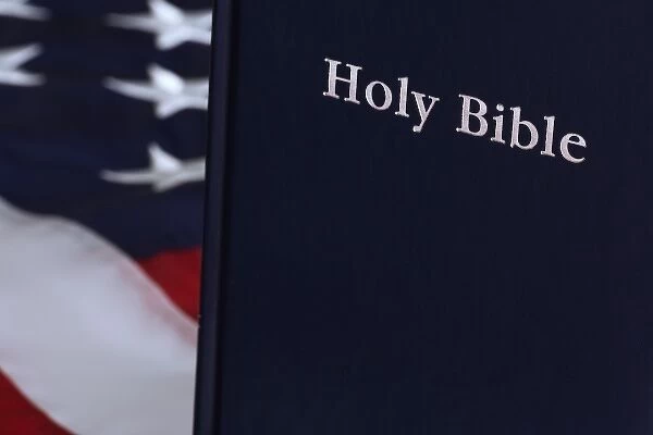 USA. Holy Bible and the American flag