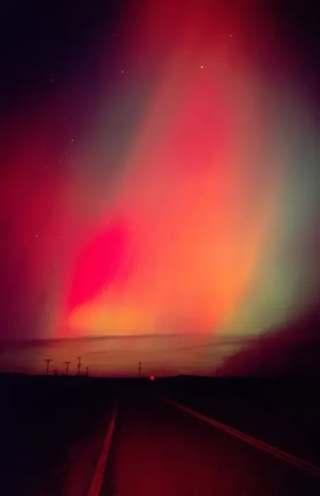 Framed Print : USA, Idaho. Aurora borealis, northern lights at midnight east of Boise