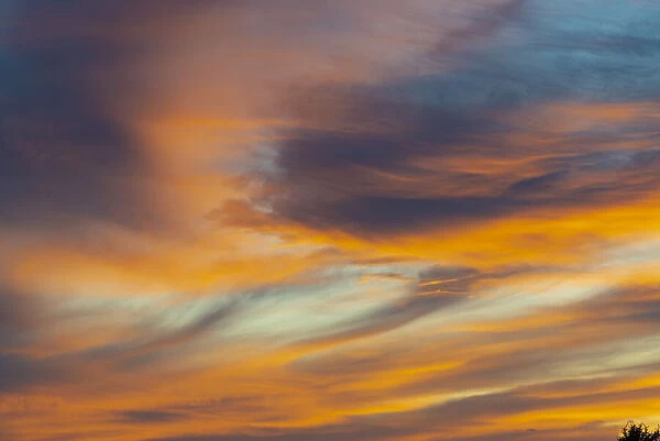 USA, Idaho. Backlit Cirrus Clouds can make a magnificent sunset