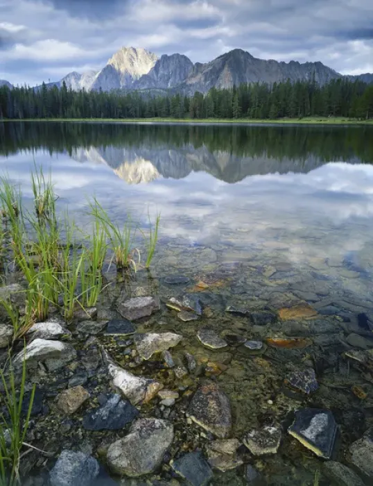 Framed Print : USA, Idaho, Challis National Forest, Sawtooth National Recreation Area, Stones along Framed Print : USA, Idaho, Challis National Forest, Sawtooth National Recreation Area, Stones along