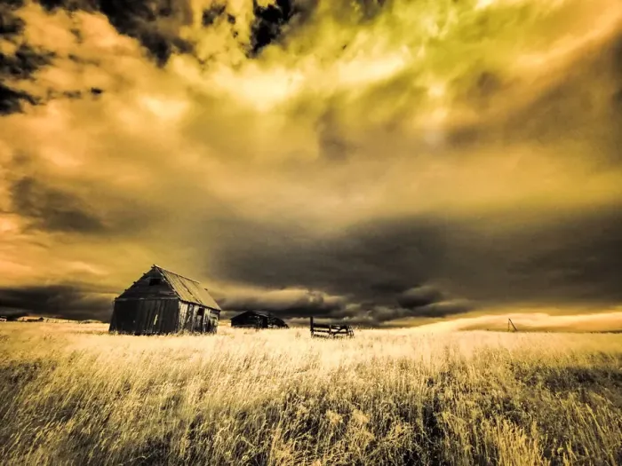 Framed Print : USA, Idaho, Liberty, Infrared of old cabin near Liberty Framed Print : USA, Idaho, Liberty, Infrared of old cabin near Liberty