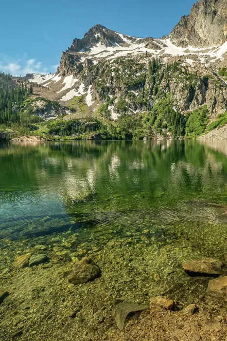Framed Print : USA, Idaho, Sawtooth Wilderness. Mountain reflects in Alpine Lake Framed Print : USA, Idaho, Sawtooth Wilderness. Mountain reflects in Alpine Lake