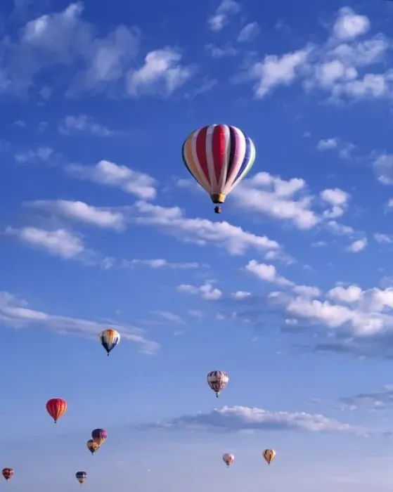 Framed Print : USA, Idaho, Teton Valley. Brightly-colored hot-air balloons soar in the summer sky