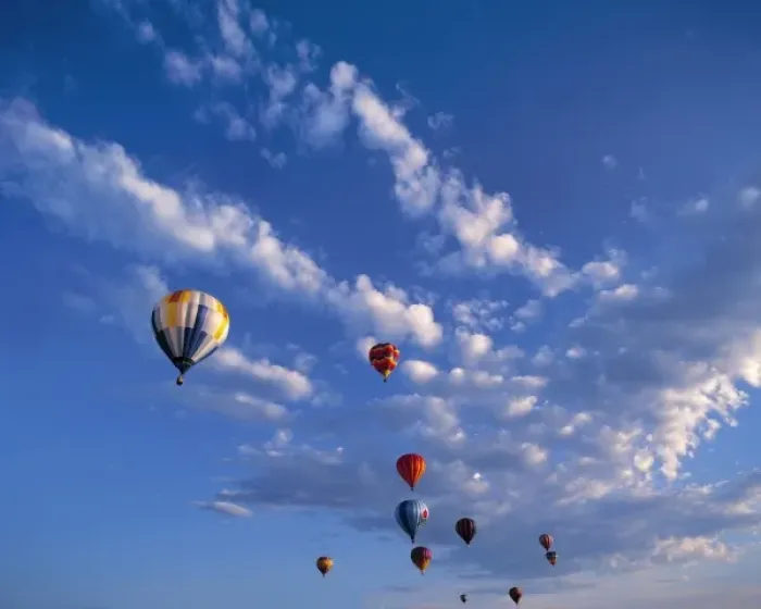 Framed Print : USA, Idaho, Teton Valley. Hot-air balloons seem in competition with the clouds above Framed Print : USA, Idaho, Teton Valley. Hot-air balloons seem in competition with the clouds above