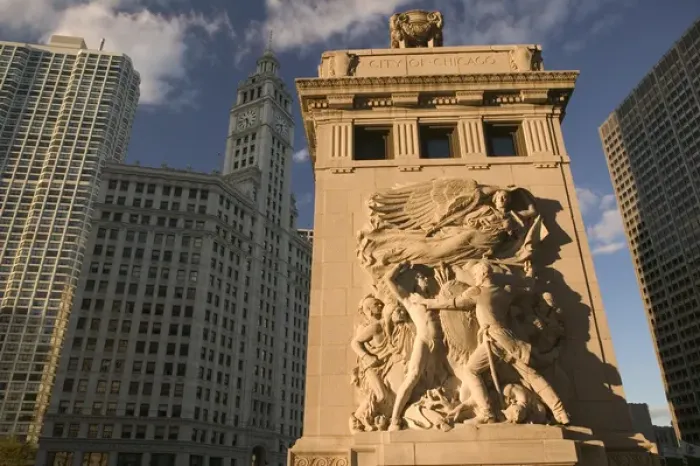 Framed Print : USA, Illinois, Chicago: Late Afternoon Light on Michigan Avenue Bridge Frieze & Wrigley Framed Print : USA, Illinois, Chicago: Late Afternoon Light on Michigan Avenue Bridge Frieze & Wrigley
