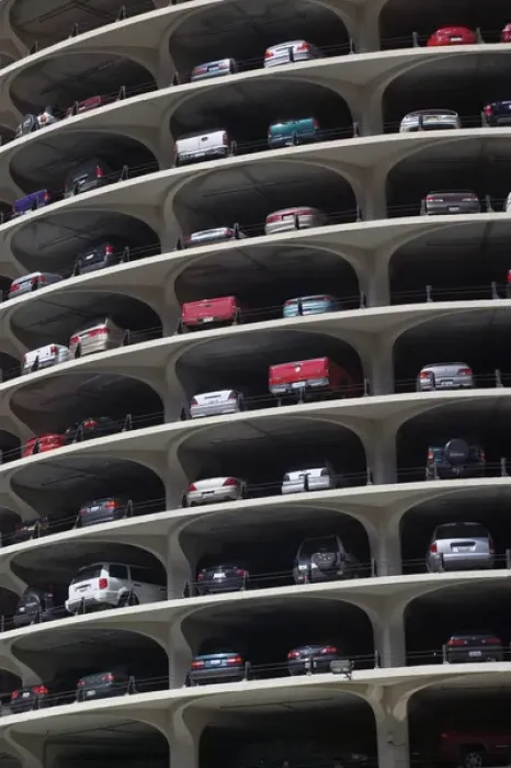 Framed Print : USA, Illinois, Chicago: Marina City, Circular Parking Garage Framed Print : USA, Illinois, Chicago: Marina City, Circular Parking Garage