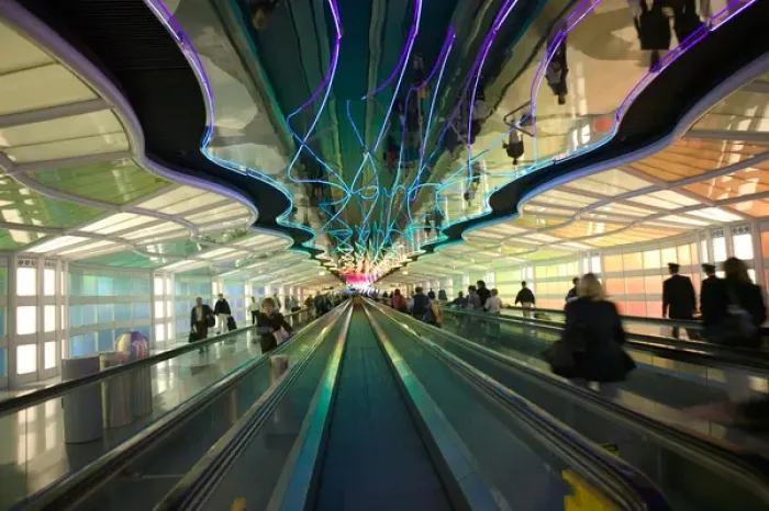 Framed Print : USA, Illinois, Chicago: O Hare International Airport, Commuters (NR) Passageway Framed Print : USA, Illinois, Chicago: O Hare International Airport, Commuters (NR) Passageway