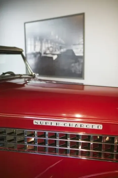 Framed Print : USA, Indiana, Auburn: Auburn, Cord, Duesenberg Car Museum, Supercharged sign