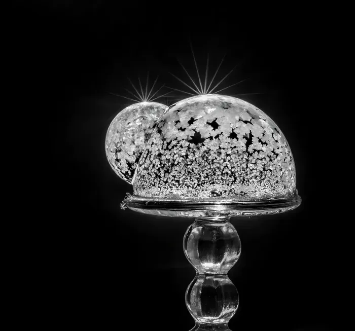 Framed Print : USA, Indiana, Carmel. Frozen soap bubbles with starbursts on wine glass base. ©Wendy Kaveney  /  Jaynes Gallery  /  DanitaDelimont.com