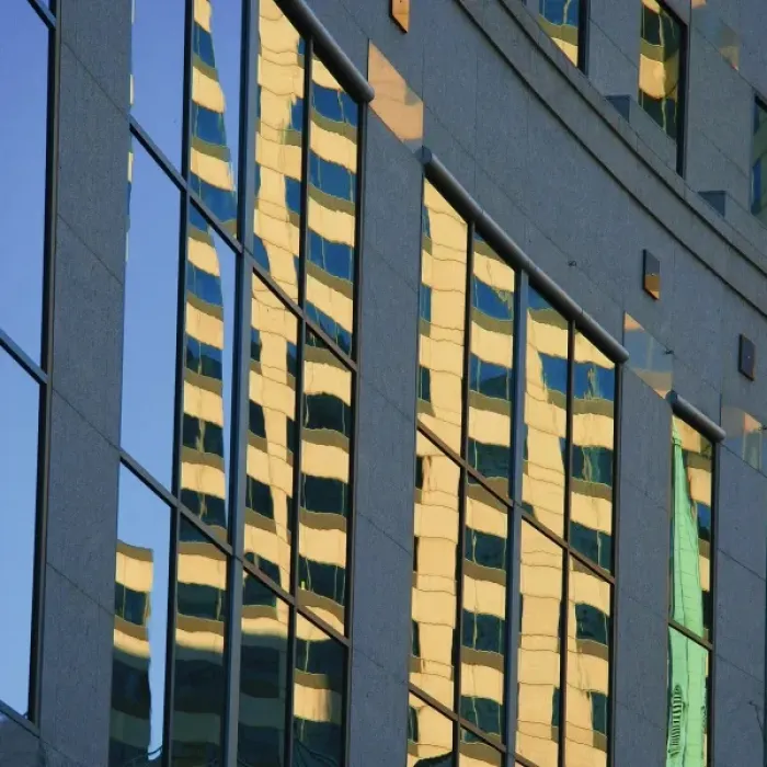 Framed Print : USA, Indiana, Indianapolis. Abstract reflections in downtown windows