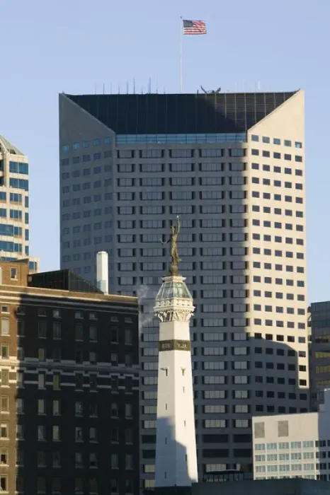 Framed Print : USA-Indiana-Indianapolis: Downtown- Soldiers & Sailors Monument and One America