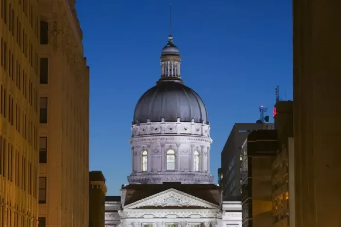 Framed Print : USA, Indiana, Indianapolis: Indiana State Capitol, Evening View from Market Street Framed Print : USA, Indiana, Indianapolis: Indiana State Capitol, Evening View from Market Street