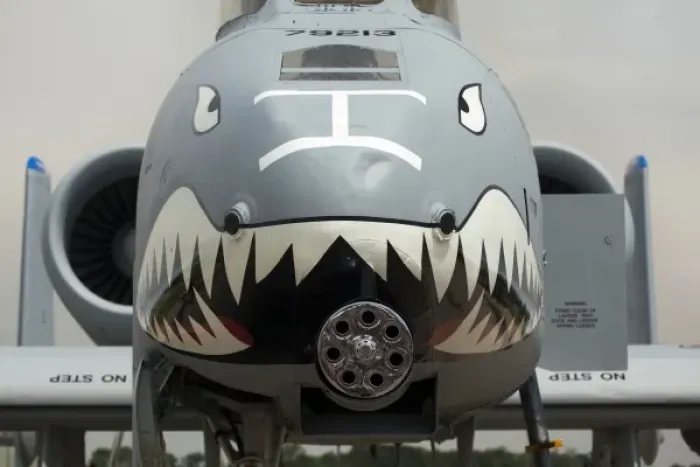 Framed Print : USA, Indiana, Indianapolis, Mount Comfort Airport. Front of an A-10 Thunderbolt II