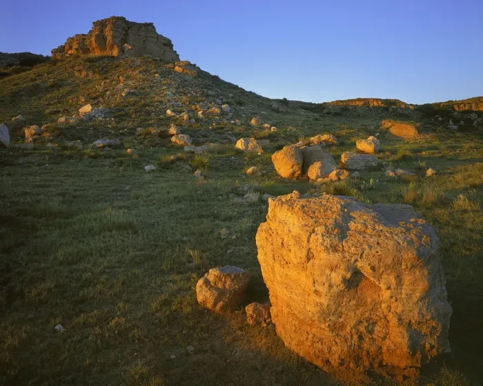 Framed Print : USA, Kansas, Cimarron National Grassland, Boulders at sunset at the Point of Rocks Framed Print : USA, Kansas, Cimarron National Grassland, Boulders at sunset at the Point of Rocks