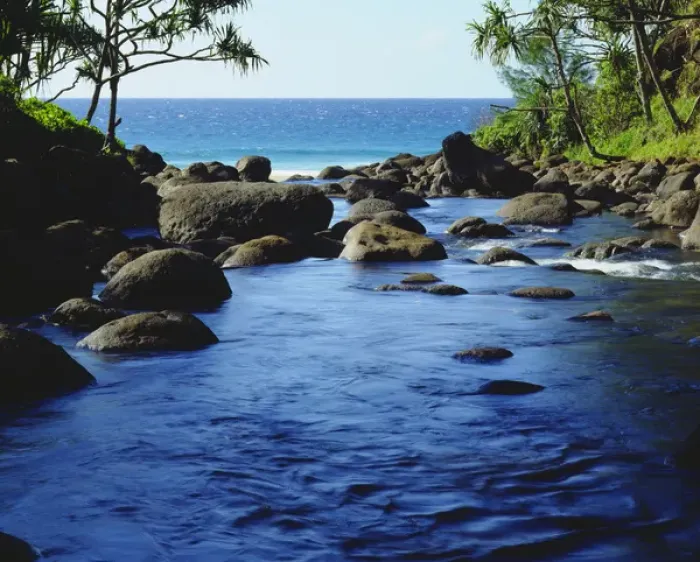 Framed Print : USA; Kauai Hawaii; A Fresh water stream on the Na Pali coast Framed Print : USA; Kauai Hawaii; A Fresh water stream on the Na Pali coast