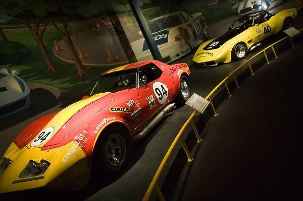 USA, Kentucky, Bowling Green: National Corvette Museum, Display of race winning Corvette