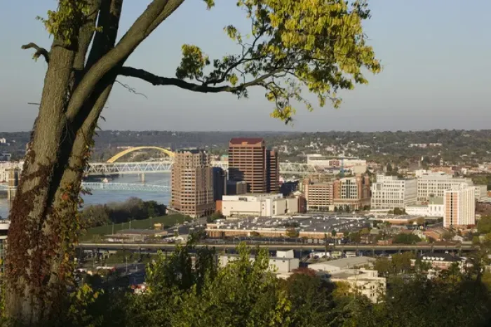 Framed Print : USA-Kentucky-Covington: Downtown Covington from Devou Park Sunset Framed Print : USA-Kentucky-Covington: Downtown Covington from Devou Park Sunset