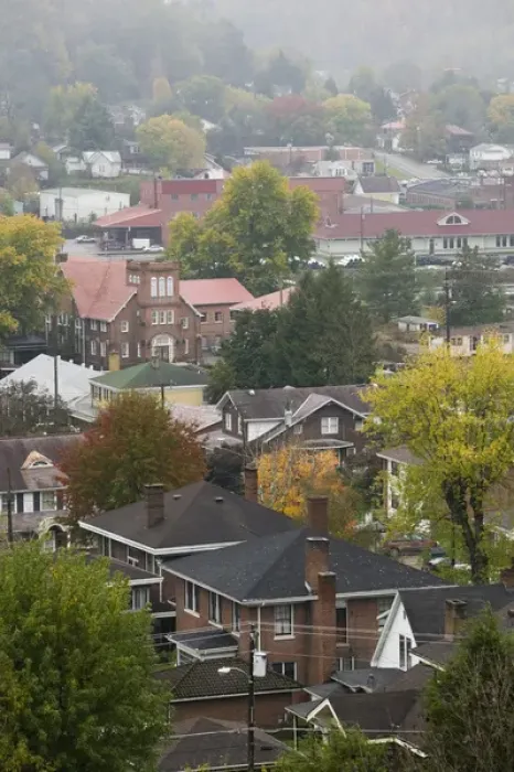 Framed Print : USA-Kentucky-Harlan: View of Coal Mining Town / Autumn Framed Print : USA-Kentucky-Harlan: View of Coal Mining Town / Autumn