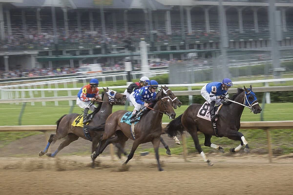 USA, Kentucky, Louisville. Horses racing at Churchill Downs