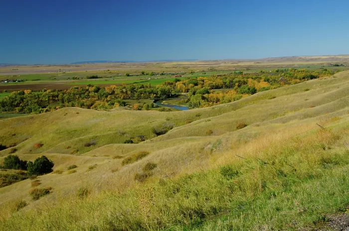 Framed Print : USA, Little Bighorn Battlefield National Monument, river valley