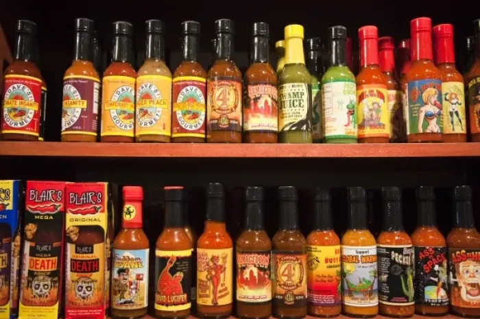 Framed Print : USA, Louisiana, New Orleans. Bottles of various hot-sauces Framed Print : USA, Louisiana, New Orleans. Bottles of various hot-sauces
