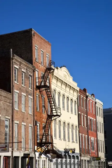 Framed Print : USA, Louisiana, New Orleans. Buildings along Decatur Street, morning