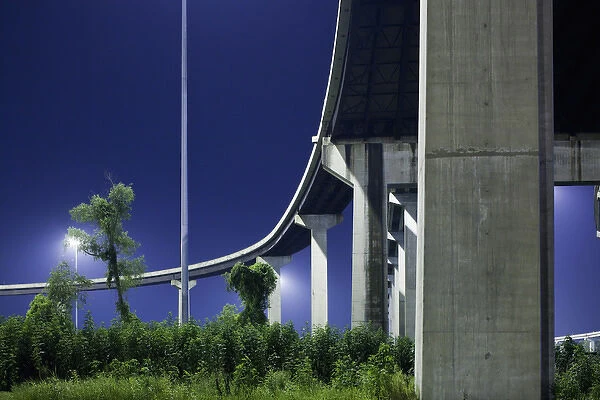 USA, Louisiana, New Orleans, Highway overpass at night