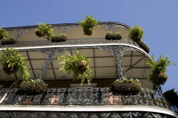 Framed Print : USA, Louisiana, New Orleans. Looking up at traditional wrought iron balconies Framed Print : USA, Louisiana, New Orleans. Looking up at traditional wrought iron balconies