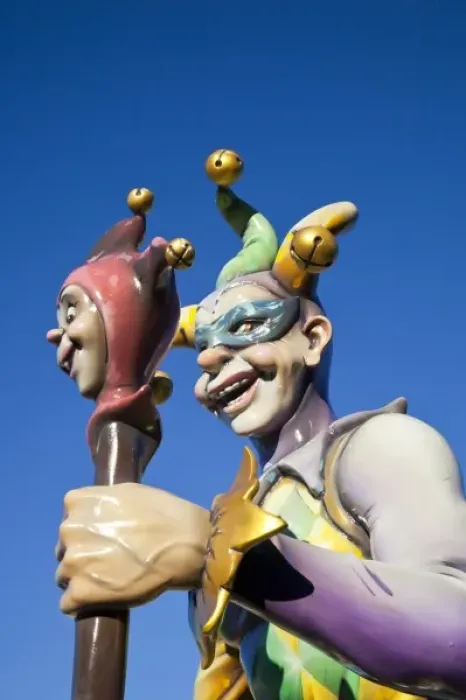 Framed Print : USA, Louisiana, New Orleans. Riverwalk, Mardi Gras jester statue Framed Print : USA, Louisiana, New Orleans. Riverwalk, Mardi Gras jester statue