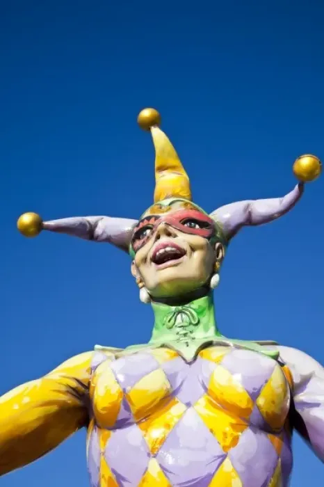Framed Print : USA, Louisiana, New Orleans. Riverwalk, Mardi Gras jester statue Framed Print : USA, Louisiana, New Orleans. Riverwalk, Mardi Gras jester statue