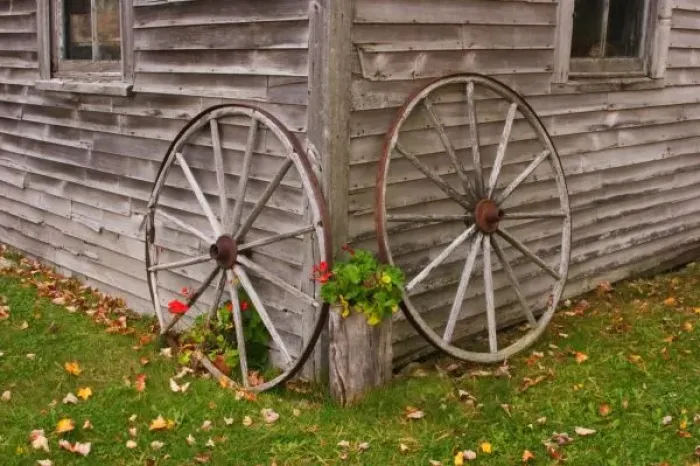 Framed Print : USA, Main. Wagon Wheels Framed Print : USA, Main. Wagon Wheels