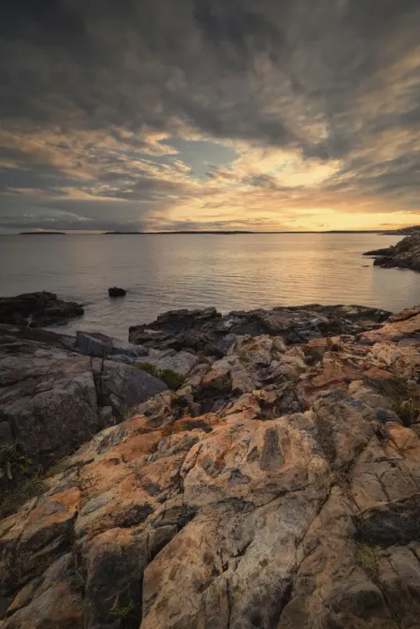 Framed Print : USA, Maine, Acadia National Park. Moody sunset on ocean coastline Framed Print : USA, Maine, Acadia National Park. Moody sunset on ocean coastline