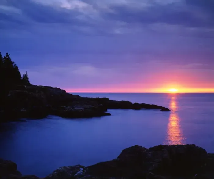 Framed Print : USA; Maine. Acadia National Park; Sunrise over the Atlantic