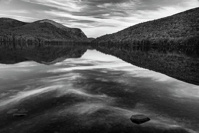 Framed Print : USA, Maine. Black and white landscape of mountains and clouds reflected in South Branch Pond, Baxter State Park Framed Print : USA, Maine. Black and white landscape of mountains and clouds reflected in South Branch Pond, Baxter State Park