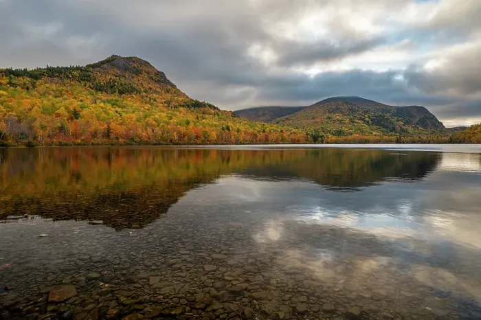 Framed Print : USA, Maine. Fall foliage and view of South Branch Pond and Traveler's Mountain, Baxter State Park Framed Print : USA, Maine. Fall foliage and view of South Branch Pond and Traveler's Mountain, Baxter State Park