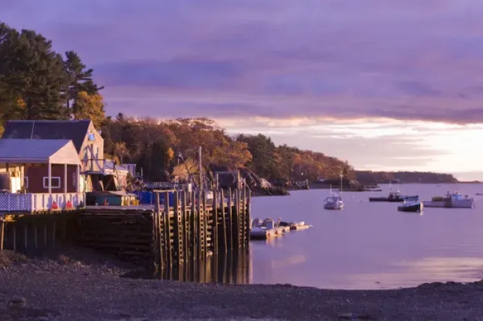 Framed Print : USA, Maine, Harpswell. Seafood restaurant on Lookout Point overlooks boats in bay at sunset Framed Print : USA, Maine, Harpswell. Seafood restaurant on Lookout Point overlooks boats in bay at sunset