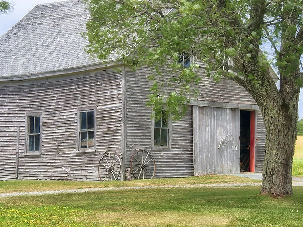 USA, Maine. Historic Stone Barn Farm (1820) in Bar Harbor