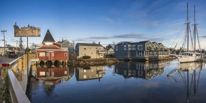 Framed Print : USA, Maine, Kennebunkport, village harbor