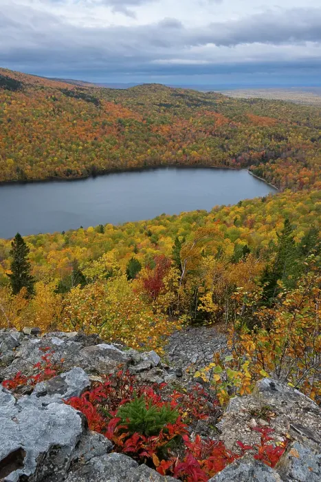 Framed Print : USA, Maine. Lowbush blueberry, fall foliage and view of South Branch Pond from Traveler Mountain, Baxter State Park Framed Print : USA, Maine. Lowbush blueberry, fall foliage and view of South Branch Pond from Traveler Mountain, Baxter State Park