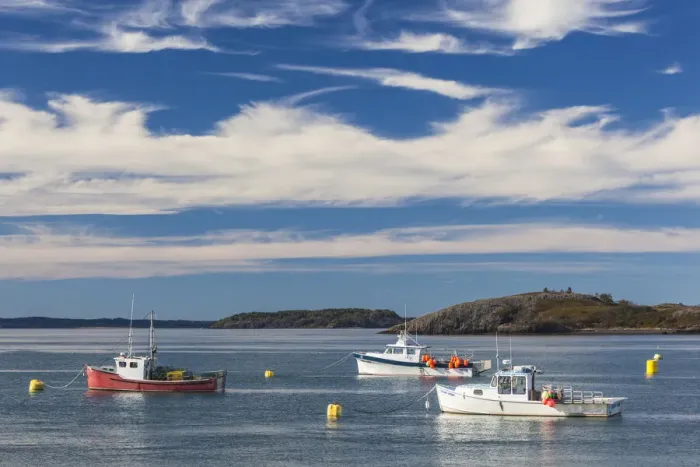 Framed Print : USA, Maine, Lubec. Fishing boats in Lubec Harbor