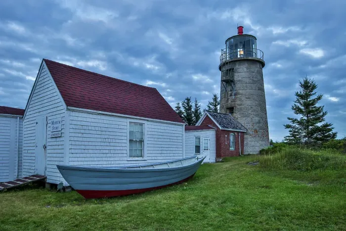 Framed Print : USA, Maine. Monhegan Island, Monhegan Lighthouse